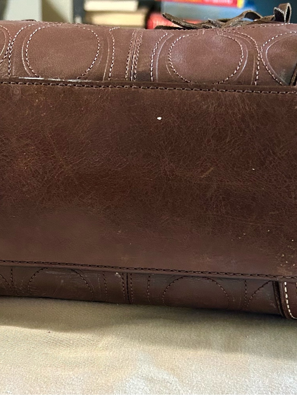 Coach Monogram all Leather Satchel Shoulder Bag as is #11332 - Picture 4 of 10